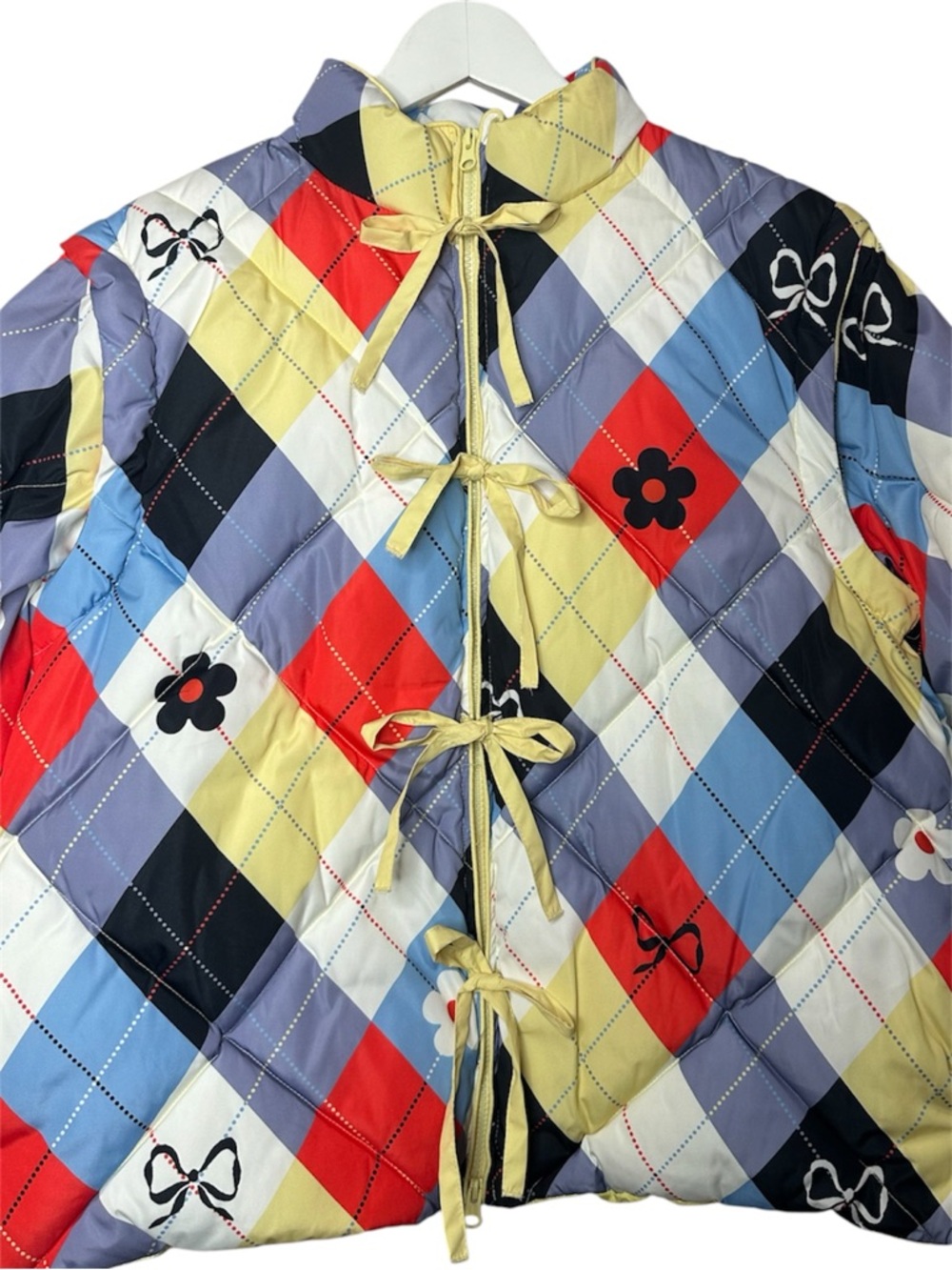 Lisa Says Gah Lady Puffer Jacket Cirque Argyle Large - Picture 6 of 11